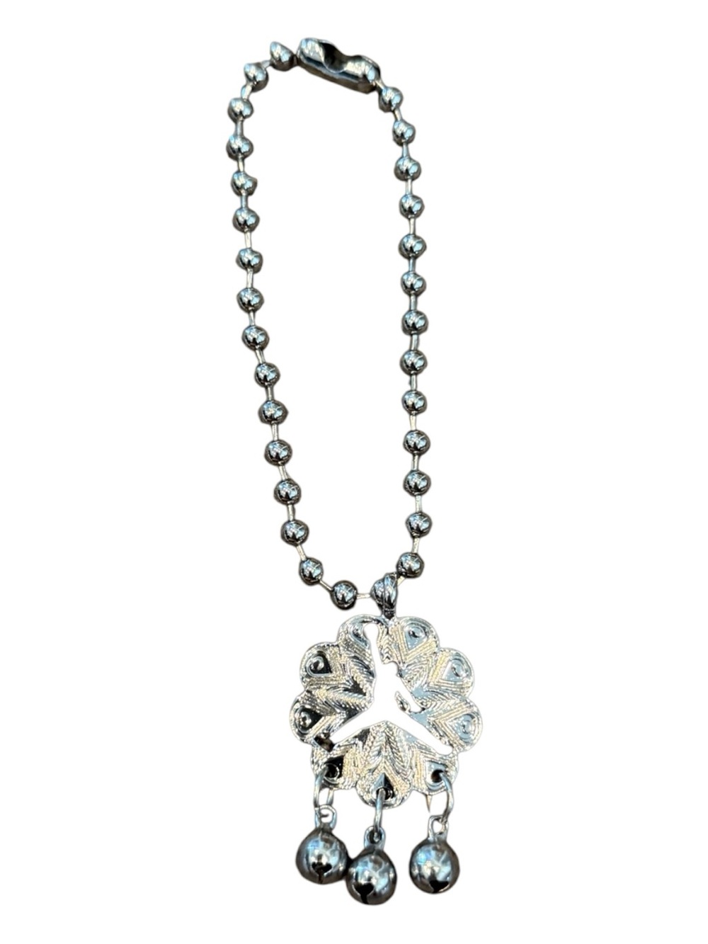 Jordan Silver Floral Pendant Necklace with Dangle Beads